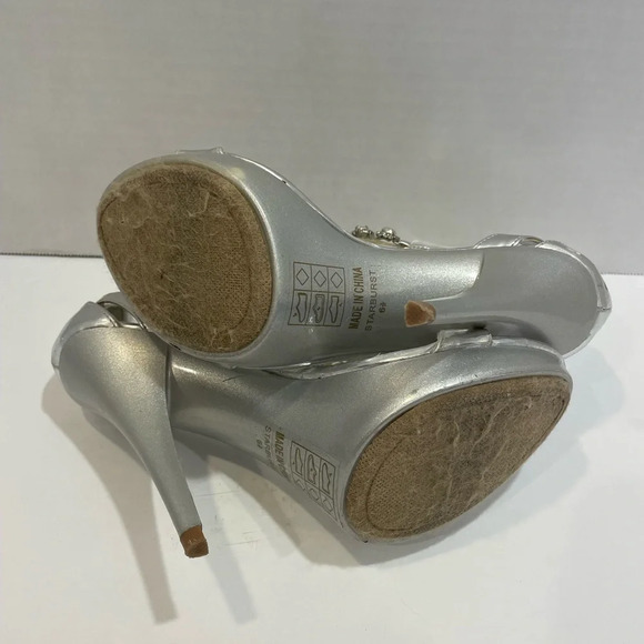 Michelangelo silver Stilleto open toe 5” heel sandals shoes size 6 1/2 - Picture 6 of 7